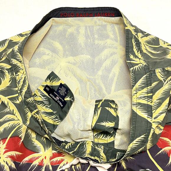 VTG Polo Sport Ralph Lauren Hawaiian Tropical Palm Trees Swim Trunks AOP Size 38 - Picture 3 of 11